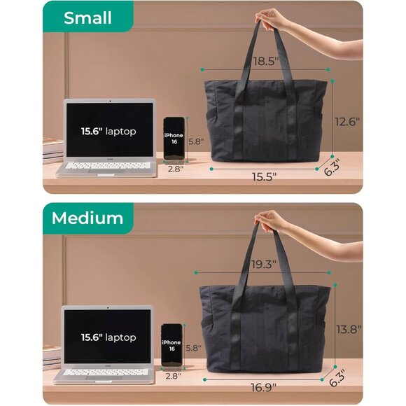 Tote Bag for Women, Tote Bag with Zipper Work Tote with Compartments Nurse Shoul - Picture 3 of 7